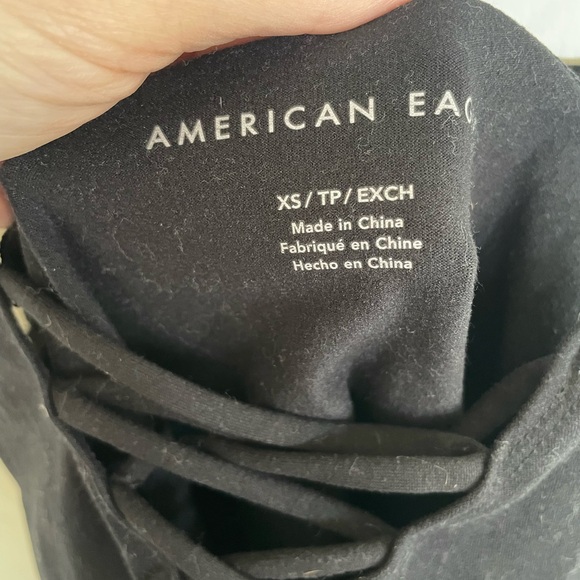 AMERICAN EAGLE BLACK V NECK CROSS THIN STRAP BODYSUIT XS - Picture 5 of 5